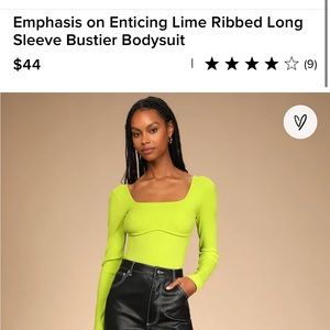 Emphasis on Enticing Lime Ribbed Long Sleeve Bustier Bodysuit